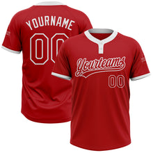 Charger l'image dans la galerie, Custom Red Red-White Two-Button Unisex Softball Jersey