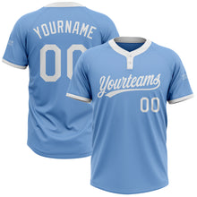 Load image into Gallery viewer, Custom Light Blue White Two-Button Unisex Softball Jersey