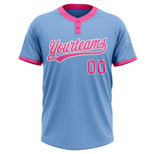 Загрузить изображение в средство просмотра галереи, Custom Light Blue Pink-White Two-Button Unisex Softball Jersey