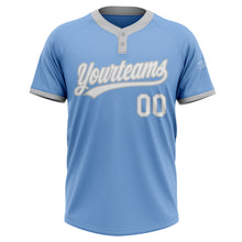 Load image into Gallery viewer, Custom Light Blue White-Gray Two-Button Unisex Softball Jersey