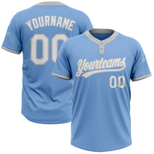 Load image into Gallery viewer, Custom Light Blue White-Gray Two-Button Unisex Softball Jersey