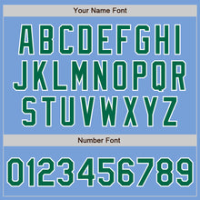 Load image into Gallery viewer, Custom Light Blue Kelly Green-White Two-Button Unisex Softball Jersey