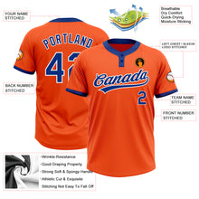 Charger l'image dans la galerie, Custom Orange Royal-White Two-Button Unisex Softball Jersey