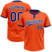 Charger l'image dans la galerie, Custom Orange Royal-White Two-Button Unisex Softball Jersey