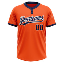 Charger l'image dans la galerie, Custom Orange Navy-White Two-Button Unisex Softball Jersey