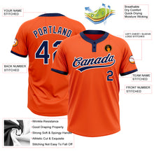 Charger l'image dans la galerie, Custom Orange Navy-White Two-Button Unisex Softball Jersey
