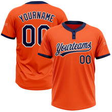 Charger l'image dans la galerie, Custom Orange Navy-White Two-Button Unisex Softball Jersey