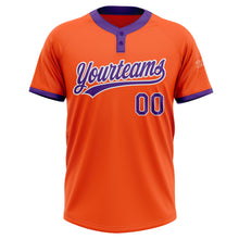 Charger l'image dans la galerie, Custom Orange Purple-White Two-Button Unisex Softball Jersey