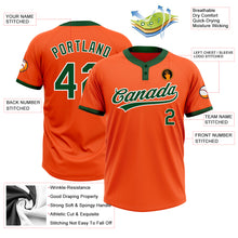 Charger l'image dans la galerie, Custom Orange Green-White Two-Button Unisex Softball Jersey
