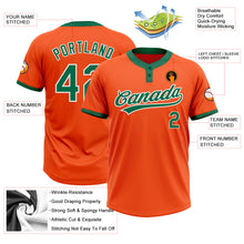 Charger l'image dans la galerie, Custom Orange Kelly Green-White Two-Button Unisex Softball Jersey