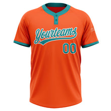 Charger l'image dans la galerie, Custom Orange Teal-White Two-Button Unisex Softball Jersey