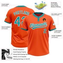 Charger l'image dans la galerie, Custom Orange Teal-White Two-Button Unisex Softball Jersey