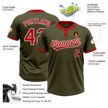 Загрузить изображение в средство просмотра галереи, Custom Olive Red-White Salute To Service Two-Button Unisex Softball Jersey