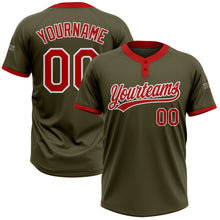Загрузить изображение в средство просмотра галереи, Custom Olive Red-White Salute To Service Two-Button Unisex Softball Jersey