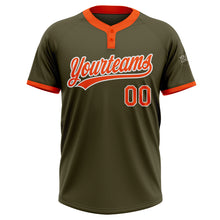 Загрузить изображение в средство просмотра галереи, Custom Olive Orange-White Salute To Service Two-Button Unisex Softball Jersey