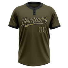 Load image into Gallery viewer, Custom Olive Camo-Black Salute To Service Two-Button Unisex Softball Jersey

