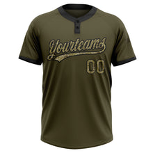 Загрузить изображение в средство просмотра галереи, Custom Olive Camo-Black Salute To Service Two-Button Unisex Softball Jersey