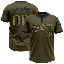 Загрузить изображение в средство просмотра галереи, Custom Olive Camo-Black Salute To Service Two-Button Unisex Softball Jersey