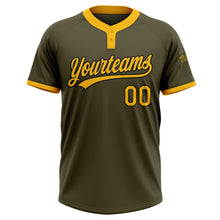 Load image into Gallery viewer, Custom Olive Gold-Black Salute To Service Two-Button Unisex Softball Jersey