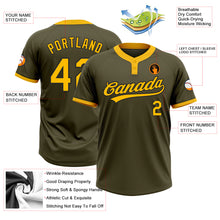 Load image into Gallery viewer, Custom Olive Gold-Black Salute To Service Two-Button Unisex Softball Jersey