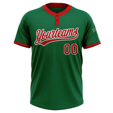 Charger l'image dans la galerie, Custom Kelly Green Red-White Two-Button Unisex Softball Jersey