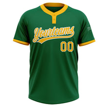 Charger l'image dans la galerie, Custom Kelly Green Gold-White Two-Button Unisex Softball Jersey