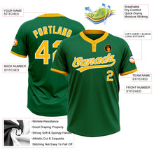 Charger l'image dans la galerie, Custom Kelly Green Gold-White Two-Button Unisex Softball Jersey