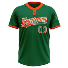 Загрузить изображение в средство просмотра галереи, Custom Kelly Green Orange-White Two-Button Unisex Softball Jersey