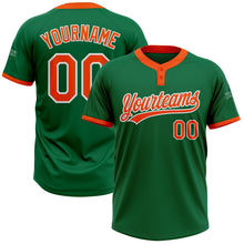 Загрузить изображение в средство просмотра галереи, Custom Kelly Green Orange-White Two-Button Unisex Softball Jersey