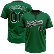Charger l'image dans la galerie, Custom Kelly Green Black-White Two-Button Unisex Softball Jersey