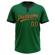 Загрузить изображение в средство просмотра галереи, Custom Kelly Green Old Gold-Black Two-Button Unisex Softball Jersey