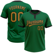 Загрузить изображение в средство просмотра галереи, Custom Kelly Green Old Gold-Black Two-Button Unisex Softball Jersey