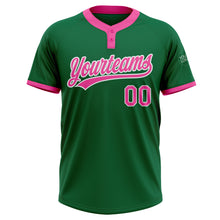Загрузить изображение в средство просмотра галереи, Custom Kelly Green Pink-White Two-Button Unisex Softball Jersey