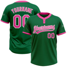 Загрузить изображение в средство просмотра галереи, Custom Kelly Green Pink-White Two-Button Unisex Softball Jersey