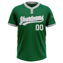 Load image into Gallery viewer, Custom Kelly Green White-Gray Two-Button Unisex Softball Jersey