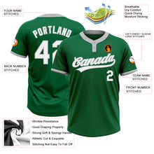 Load image into Gallery viewer, Custom Kelly Green White-Gray Two-Button Unisex Softball Jersey