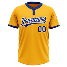 Загрузить изображение в средство просмотра галереи, Custom Gold Royal-White Two-Button Unisex Softball Jersey