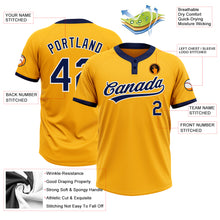 Load image into Gallery viewer, Custom Gold Navy-White Two-Button Unisex Softball Jersey
