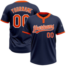 Charger l'image dans la galerie, Custom Navy Orange-White Two-Button Unisex Softball Jersey