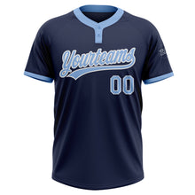 Charger l'image dans la galerie, Custom Navy Light Blue-White Two-Button Unisex Softball Jersey