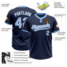 Charger l'image dans la galerie, Custom Navy Light Blue-White Two-Button Unisex Softball Jersey