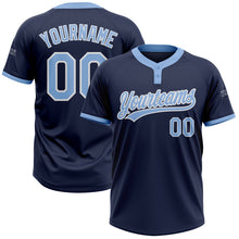 Charger l'image dans la galerie, Custom Navy Light Blue-White Two-Button Unisex Softball Jersey