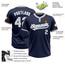 Charger l'image dans la galerie, Custom Navy Gray-White Two-Button Unisex Softball Jersey