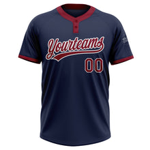 Charger l'image dans la galerie, Custom Navy Crimson-White Two-Button Unisex Softball Jersey