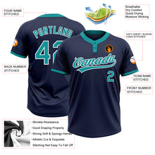 Charger l'image dans la galerie, Custom Navy Teal-White Two-Button Unisex Softball Jersey
