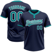 Charger l'image dans la galerie, Custom Navy Teal-White Two-Button Unisex Softball Jersey