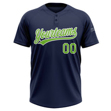 Charger l'image dans la galerie, Custom Navy Neon Green-White Two-Button Unisex Softball Jersey