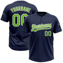 Charger l'image dans la galerie, Custom Navy Neon Green-White Two-Button Unisex Softball Jersey