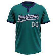 Load image into Gallery viewer, Custom Teal Gray-Navy Two-Button Unisex Softball Jersey