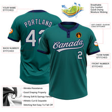 Load image into Gallery viewer, Custom Teal Gray-Navy Two-Button Unisex Softball Jersey